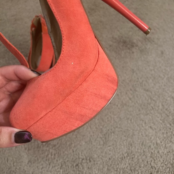 Charlotte Russe peach suede platform stilettos - Picture 9 of 9